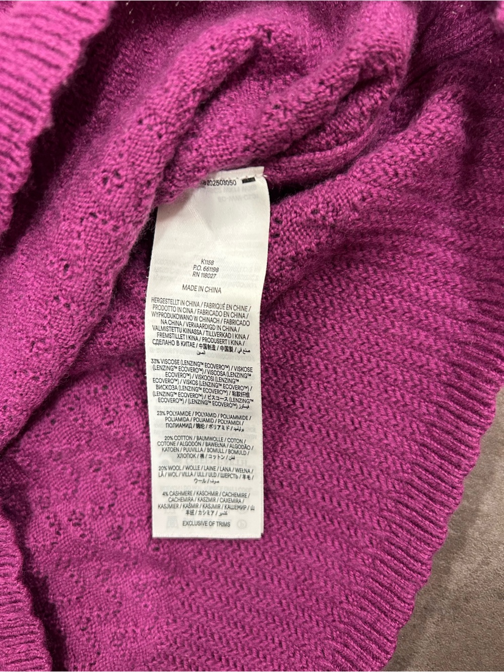 Boden Diane Pointelle Jumper Regal Purple Wool Cashmere Sweater M - Picture 6 of 10